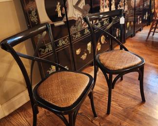 Pair Black Side Chairs