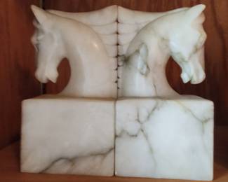 Marble Horse Head Bookends