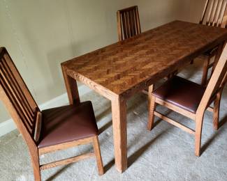Parquet Table and Four Chairs