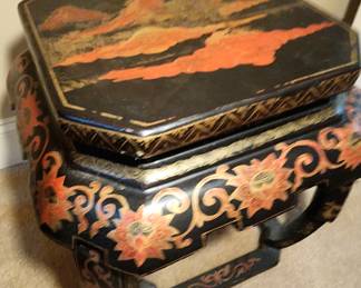 Chinese Black  Lacquer Stool