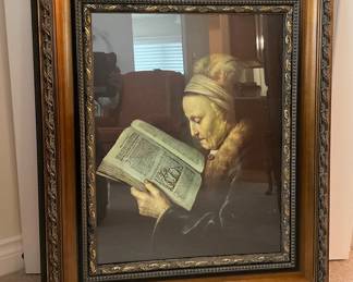 Old Woman Reading by Rembrandt Framed Print