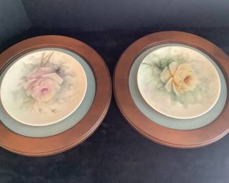 Two Framed Painted Plates