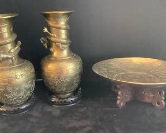 Antique Chinese Bronze Vases Antique Chinese Brass Bowl