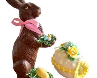 Vintage Faux Chocolate Easter Bunny Egg Decor