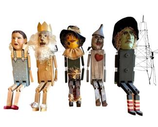 Rare Wizard of Oz Folk Art Shelf Sitter Articulating Puppets