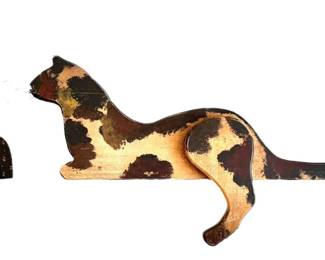 Hand Painted Folk Art Ledge Cat Mouse