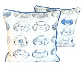 CJC French Blue White TeaCup Pillow Set