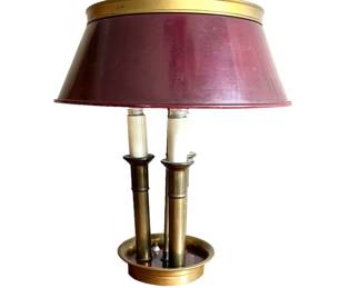 French Bouillotte 3 Arm Lamp with Metal Tole Shade