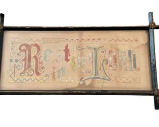 Antique Framed Victorian Needlepoint