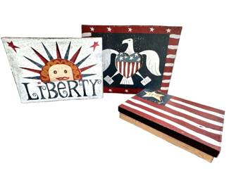 Rick Conant Hand Painted Patriotic Folk Art Stacking Boxes