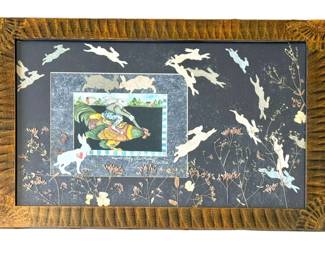 Signed Jeri Ryel Scherenschnitte Rabbit Artwork