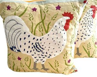 Susan Sargent Rooster Pillow Pair