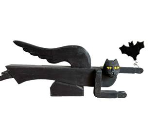TR Podesz Folk Art Black Wood Cat