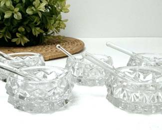 Fostoria Salt Cellars with Glass Spoons