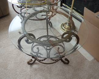 GLASS END TABLES WITH METAL BASES
