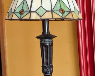 TALL PENCIL STAINED GLASS LAMP X 2