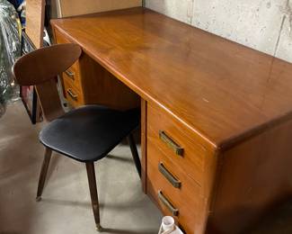 MCM wood desk with chair.....