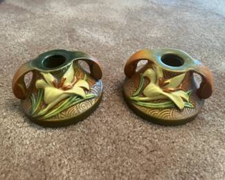 Roseville candleholders....