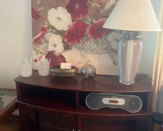 Entertainment stand, table lamp, electronics and more decor!