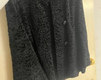 Lamb coat with mink trim