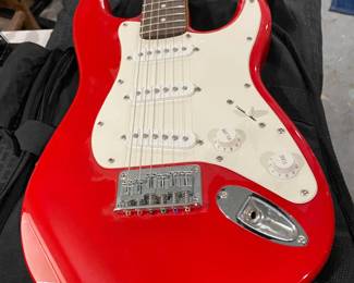 Red Fender Squire Mini Stratocaster Guitar