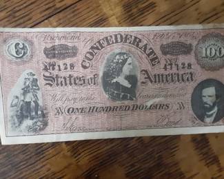 Vintage Souvenir Copy of Confederate $100 bill