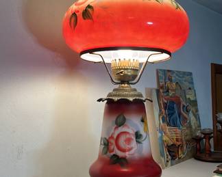 Antique Gone with the Wind Hurricane Lamp