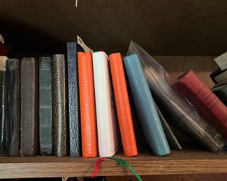 Many pocket size vintage Bibles