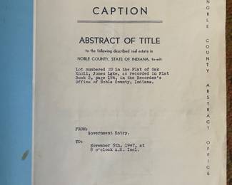 1947 Noble County Abstract of Title