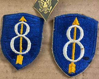 Original WWII 8th Infantry Division Uniform Patches and US Army pin