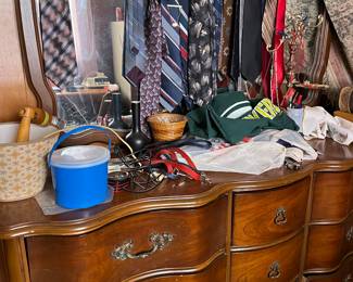 Antique Serpentine Dresser with mirror