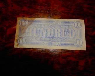 Authentic Confederate $100 bill