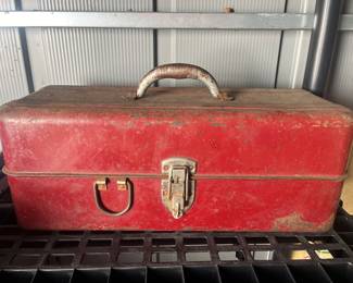 Vintage Red Metal Tool/Tackle Box