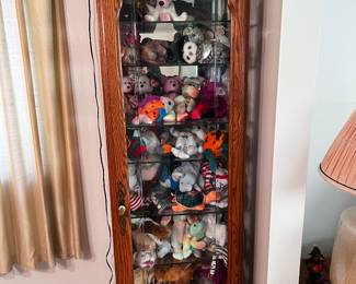 Curio cabinet full of Beanie Babies 