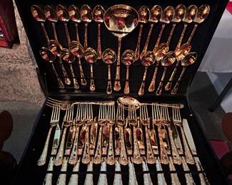 Gold flatware service for 12