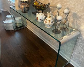 Glass side table or console