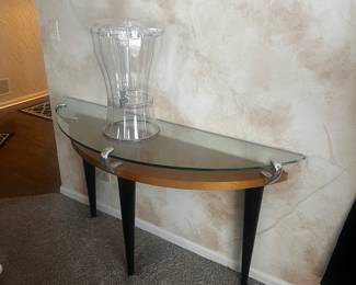 Wood and glass entry table