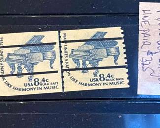 USA 8.4C Bulk Rate Steinway Grand Piano Imperf  Line Pair