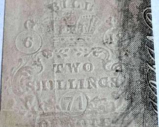 Embossed 2 Shilling Stamp Antique