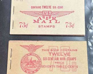 Two Vintage US Airmail 6c Stamp Booklets