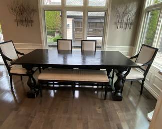 Restoration Kitchen Table with 4 Chairs & Bench 72" L $2500