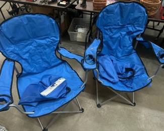 TWO OUTDOOR FOLDING CHAIRS