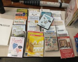 LOT OF EMBROIDERIES BOOKS AND DVDS