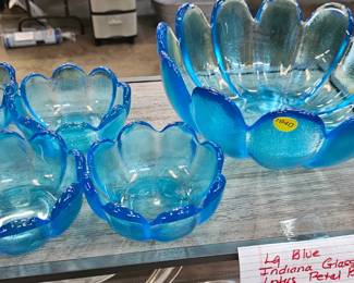 INDIAN BLUE GLASS SALAD BOWLS