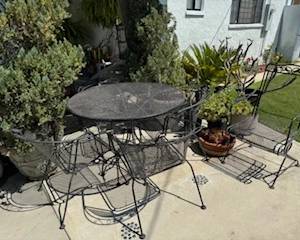 LAST MINUTE ADDITION-WROUGHT IRON TABLE, AND CHAIRS