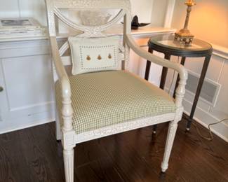 Walter E. Smithe crackle-painted Regency-style armchair $200 35"h x 23"w x 23"d  seat height 20"