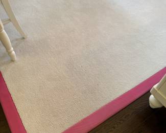 Custom rug  creamy white with hot pink border                   9' x12'  $400 (originally $2075) some spotting