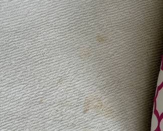 Custom rug  creamy white with hot pink border                   9' x12'  $400 (originally $2075) some spotting