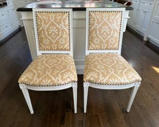 Pr. Hickory Chair Co. "Amsterdam" side chairs with vinylized upholstery  $575 pr.  (originally $2700 pr.)                 36"h x 19"w x 23"d