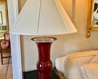 Chinese-style oxblood porcelain lamp $250                         31"h 